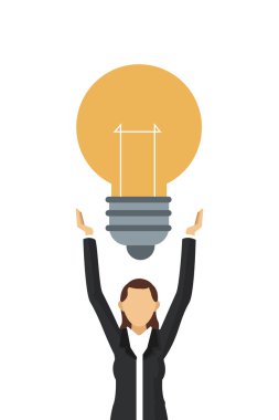 iş kadını ampul simgesi olan