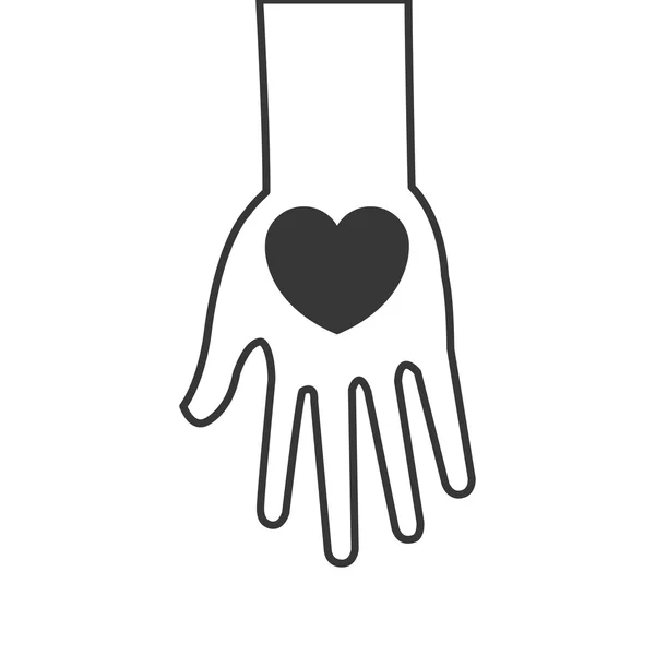 Ikona serca i dłoni — Wektor stockowy