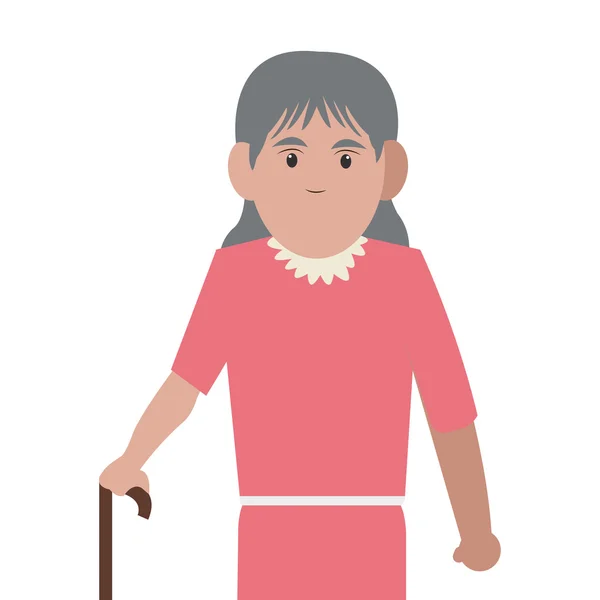 Senior kobieta z trzciny ikona — Wektor stockowy