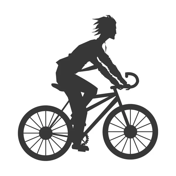 Homem montando bicicleta silhueta ícone —  Vetores de Stock