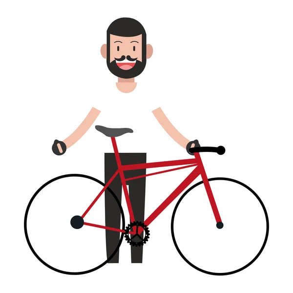 Férfi arc, haj- és kerékpáros ikon — Stock Vector