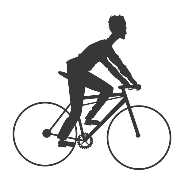 Homme équitation vélo silhouette icône — Image vectorielle