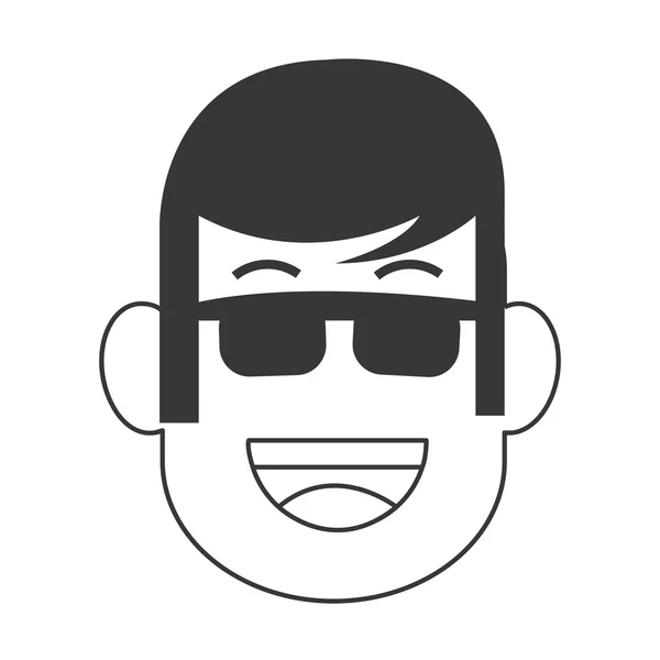 Rosto do homem com óculos de sol ícone — Vetor de Stock