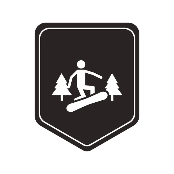 Emblema de escudo icono de pictograma de snowboard — Vector de stock