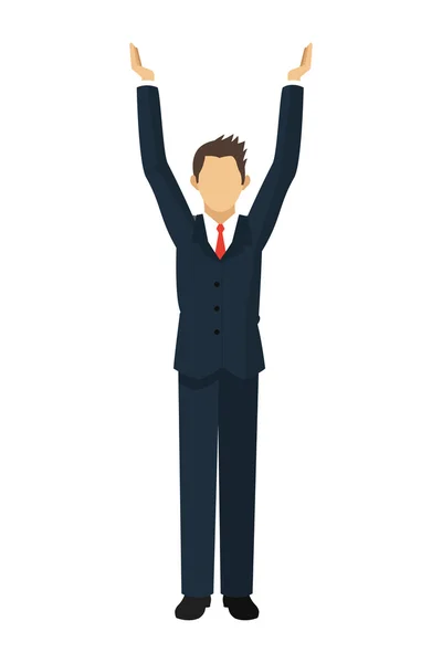 Hombre de negocios con los brazos arriba icono — Vector de stock