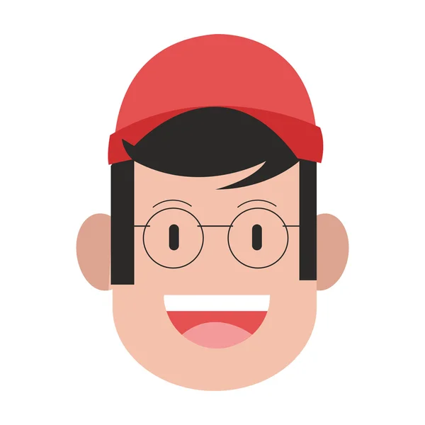 Лицо человека в кепке и очках — стоковый вектор