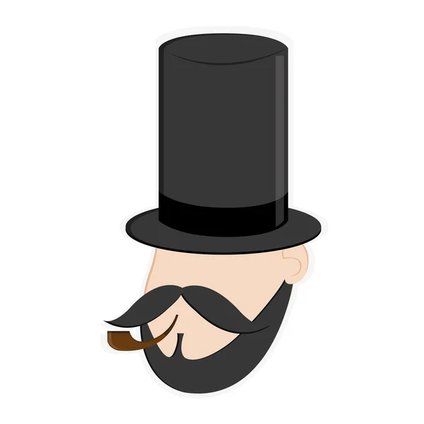 Hoofd van de anonieme man met facial hair en hoed pictogram — Stockvector