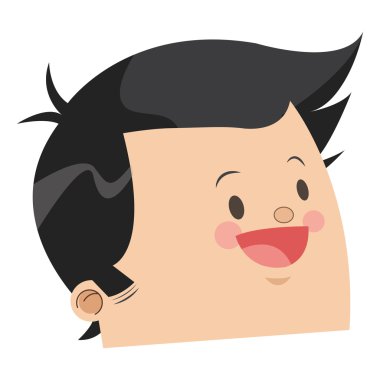 sevimli yüzü siyah parlak saçlar simgesi ile mutlu adamın