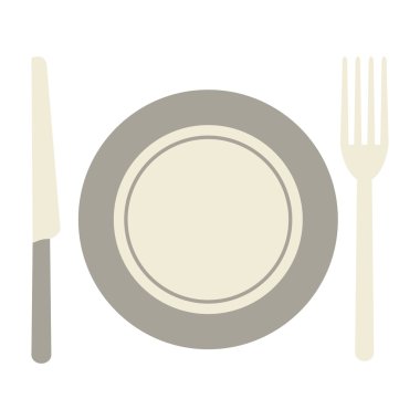 çatal bıçak ve plaka simgesi