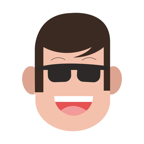 Rosto do homem com óculos de sol ícone — Vetor de Stock