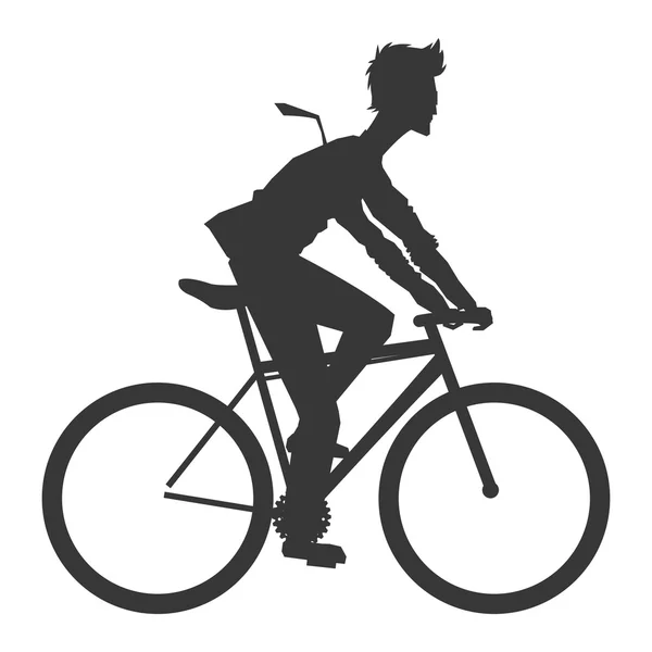 Man rijden fiets silhouet pictogram — Stockvector