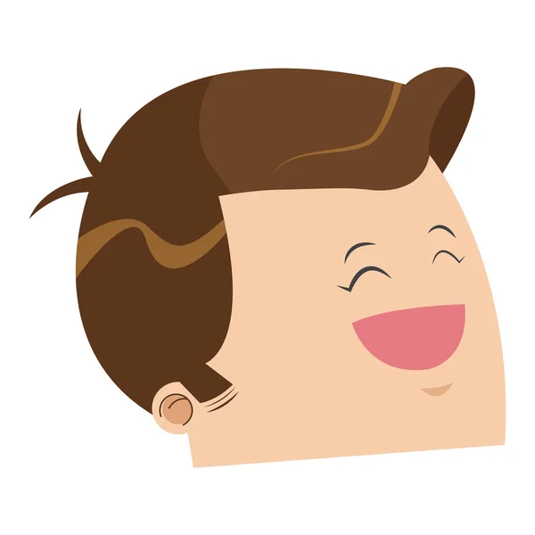Mignon visage de l'homme heureux avec brillant icône de cheveux bruns — Image vectorielle