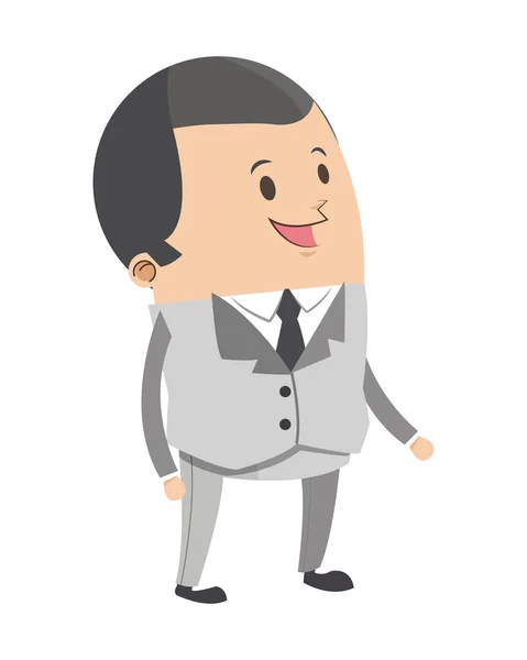 Homem de negócios bonito com cabelo cinza curto desenho animado ícone —  Vetores de Stock