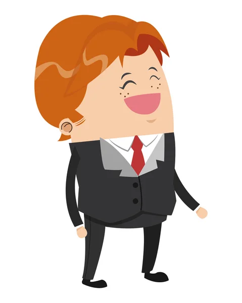 Netter Geschäftsmann mit struppigem roten Haar Cartoon-Ikone — Stockvektor