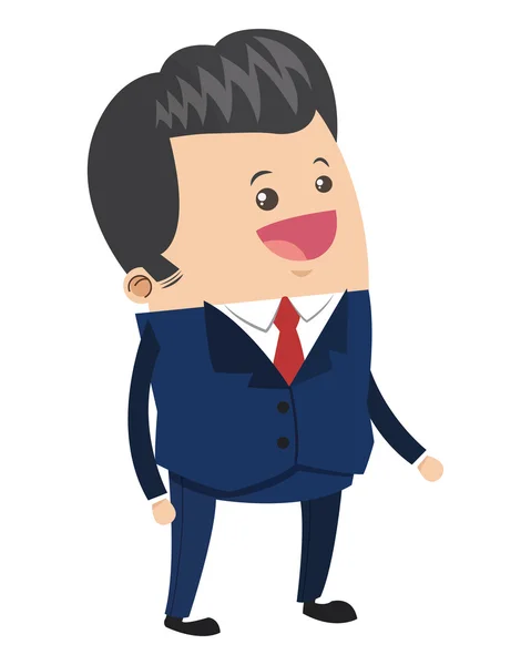 Lindo hombre de negocios con icono de dibujos animados pelo brillantina — Vector de stock