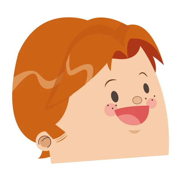 Cara linda de hombre feliz con el icono de pelo rojo peludo — Vector de stock