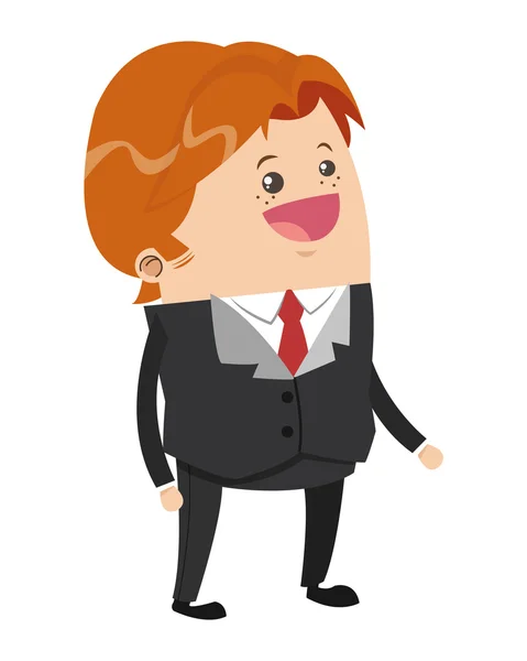 Lindo hombre de negocios con pelo rojo shaggy icono de dibujos animados — Vector de stock