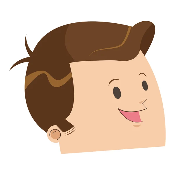 Schattig gezicht van gelukkig man met glanzend bruin haar pictogram — Stockvector