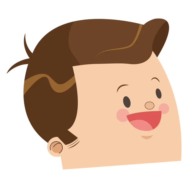 Χαριτωμένο πρόσωπό της ευτυχισμένος άνθρωπος με λαμπερά καστανά μαλλιά εικονίδιο — Διανυσματικό Αρχείο