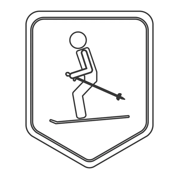 Skiing pictogram icon shield emblem — Stock Vector