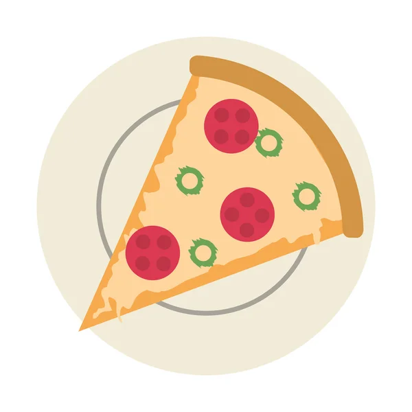Ломтик пиццы на иконке — стоковый вектор