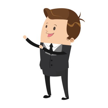 Kollarını kaldır simgesi ile şirin iş adamı