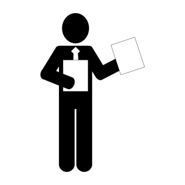 Kağıtları simgesi tutan işadamı