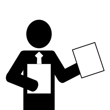 Kağıtları simgesi tutan işadamı