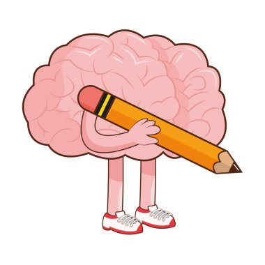 insan beyni kalem simgesi tutan