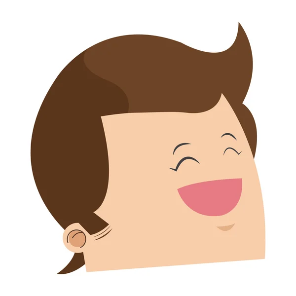 光沢のある茶色の髪のアイコンで幸せな男のかわいい顔 — ストックベクタ