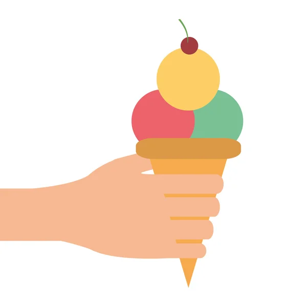 Hand som håller glass cone ikonen — Stock vektor