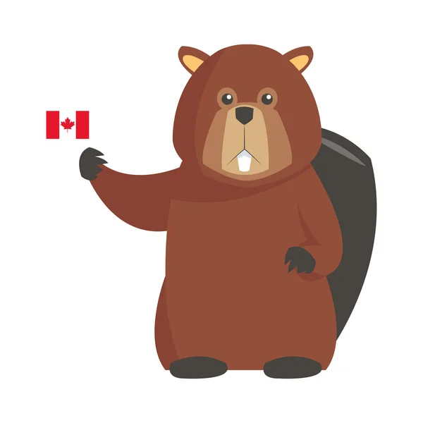 Enkele Bever met Canadese vlag, pictogram — Stockvector