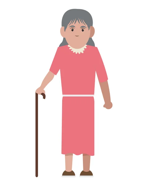 Senior kobieta z trzciny ikona — Wektor stockowy