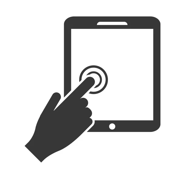 Hand touching tablet icon — Stock Vector
