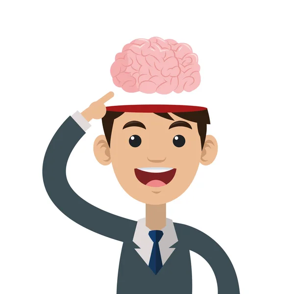 Person mit Gehirn außerhalb des Kopfsymbols — Stockvektor