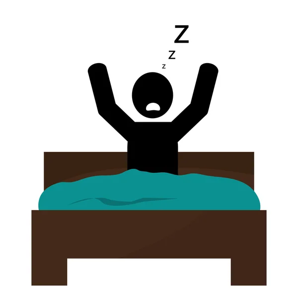 Persona durmiendo en la cama icono — Vector de stock