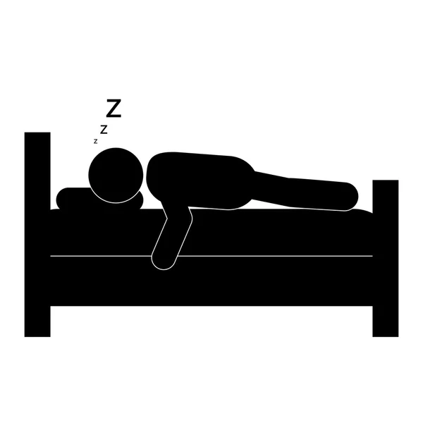 Persona durmiendo en la cama icono — Vector de stock