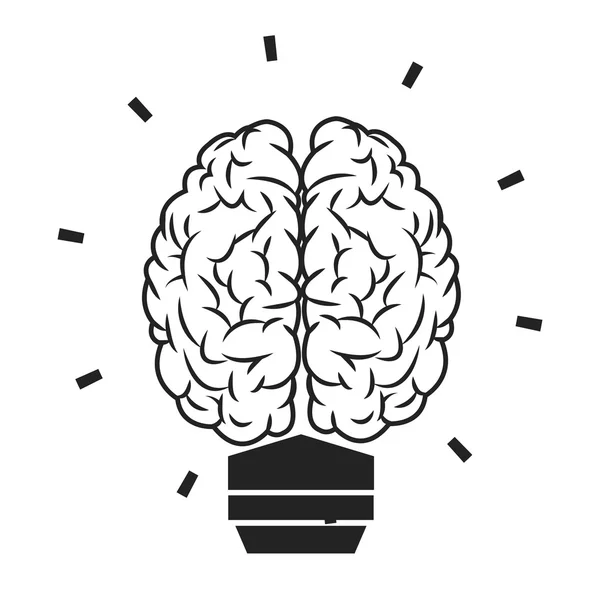 Icono del cerebro bombilla — Vector de stock