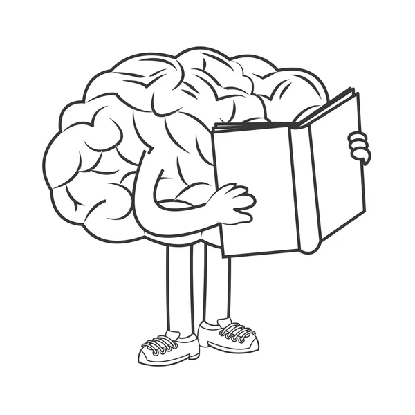 Людський мозок тримає значок книги — стоковий вектор