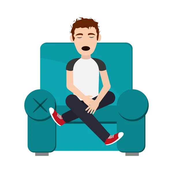 Person schläft auf Sofa-Symbol — Stockvektor