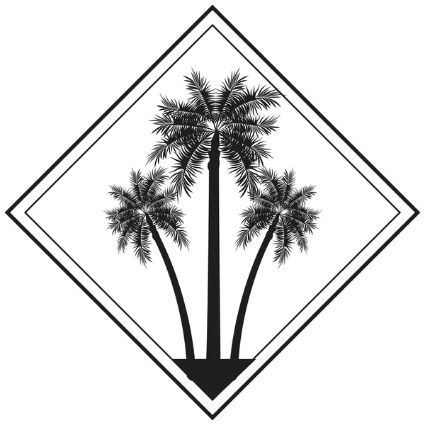 Palm tree emblem ikonen — Stock vektor