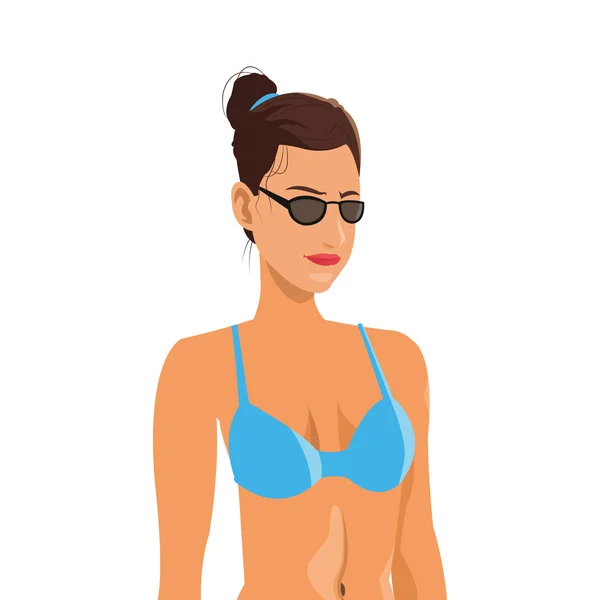 Slim meisje in bikini pictogram — Stockvector