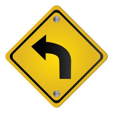 sol eğri yol ileri trafik işareti simgesi