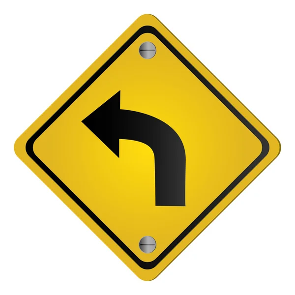 Left curve ahead traffic sign icon — Stock Vector