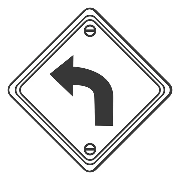Sol eğri yol ileri trafik işareti simgesi — Stok Vektör
