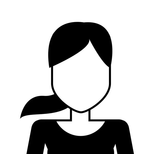 Mujer sin rostro con icono de cola de caballo — Vector de stock