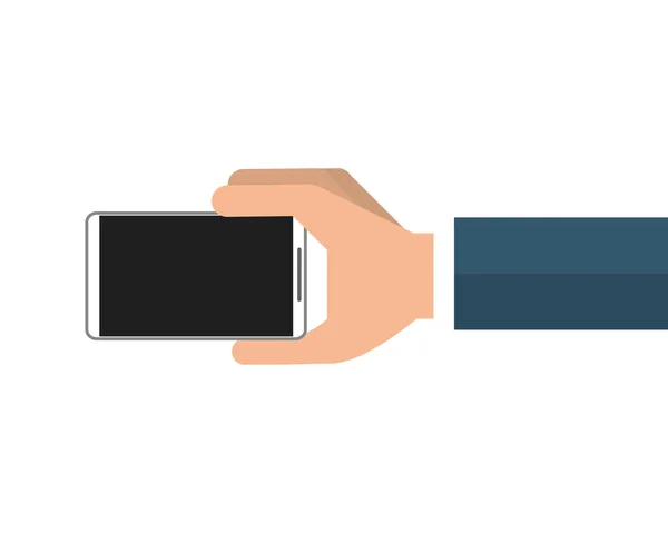 Handje bedrijf moderne cellphone — Stockvector