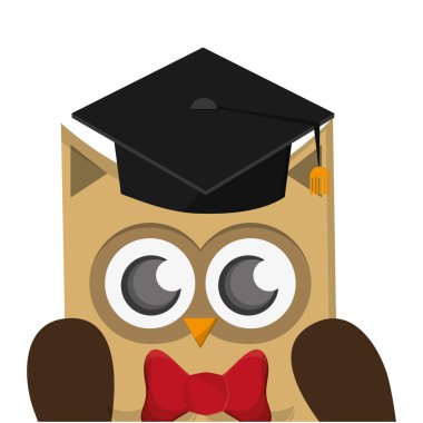 baykuş karikatür mezuniyet kap simgesiyle