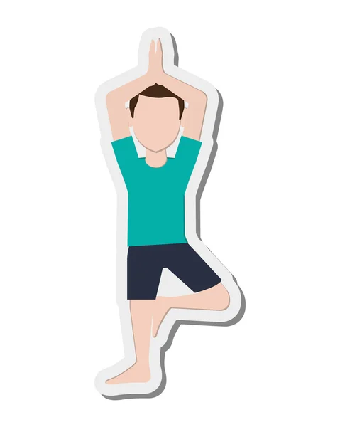 Pria dalam ikon pose yoga - Stok Vektor