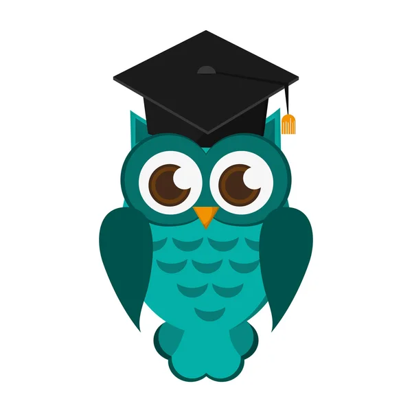 Desenho animado coruja com ícone de boné de graduação —  Vetores de Stock